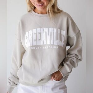 Greenville South Carolina Cream Crew Neck Sweater GVL Soft Champion Size Large